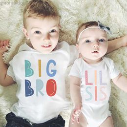 T-shirts Big Brother Little Sister Family Matching Clothes Short Sleeve T Shirt Girls Bodysuit Kids Jumpsuit Baby Announcement Cute Tops AA230518