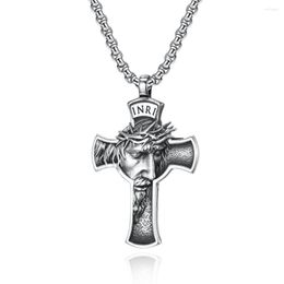 Pendant Necklaces High Quality Stainless Steel Cross For Men Casual INRI Male Religious Charm Jewellery JESUS &