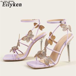 Sandals Eilyken Purple Sandals Women Sexy High Heels Summer Party Prom Dress Buckles Pumps Stripper Shoes Size 41 J230518