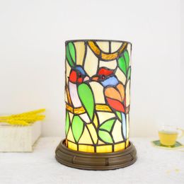Table Lamps Creative Gift European Vintage Stained Glass LED Three-tone Light Night El Bedside Lamp In Bed And Breakfast