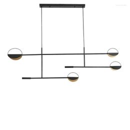 Chandeliers Modern Restaurant Chandelier Simple Study Nordic Wrought Iron Geometric Line Handing Lamp El Front Black Gold Decor PA0057