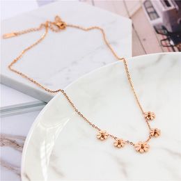 Pendant Necklaces YUN RUO Fashion Brand Jewellery Rose Gold Colour Seven Daisy Necklace 316 L Stainless Steel For Woman Prevent Allrygy Fade