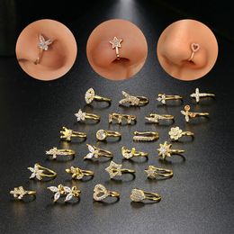 European and American Copper Inlaid Zircon U-Shaped Nose Clip Ear Bone Clip Non-Perforated Anti-Pain Puncture Nose Ring Jewelry Wholesale