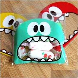 Gift Wrap 50Pcs Cute Big Teech Mouth Monster Plastic Bag Birthday Cookie Candy Packaging Bags Opp Self Adhesive Party Drop D Dhnd9