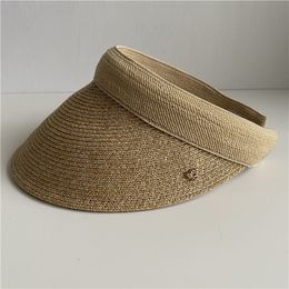 Wide Brim Hats Bucket Japanese Straw Panama Empty Top Summer Hat Sun Protection Outdoor Unisex Sports Fishing Vacation Beach Headband Cap 230517