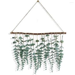 Decorative Flowers Artificial Green Plant Wall Hanging Fake Eucalyptus With Wooden Stick Home Greenery Vine Decoration For Bedroom Wedding