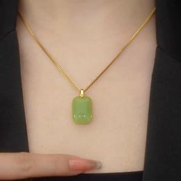 Popular Design Jade Pendant Necklace Gold Stainless Steel Chain Jewellery for Women Gift