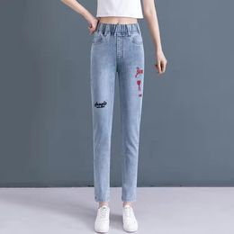 Jeans primavera 2022 WOMENS FASCIE High Waist Elastic Women's Skinny Jeans Donna largo Denim Pantaloni a mazza Capris Pantaloni jeans jeans pantaloni