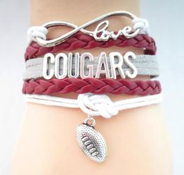 Schmuck Infinity Love Cougars Football Team Armband Maroon White Armband Freundschaftsgeschenke B091913272595