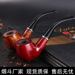 Smoking Pipes Direct sales detachable and washable mahogany curved handle filter pipe