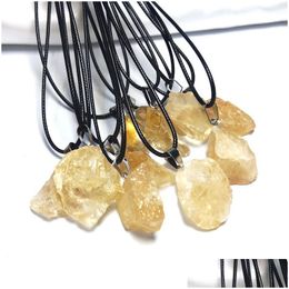 Pendant Necklaces Natural Mineral Stone Amethysts Yellow Citrine Crystal Necklace Wholesale Drop Delivery Jewelry Pendants Dhgarden Dhv0A