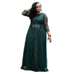 Plus size Dresses African Plus size Women Dresses Summer Fall Lace Patchwork Sequin Elegant Midi Dresses for Evening Party Wear 230517