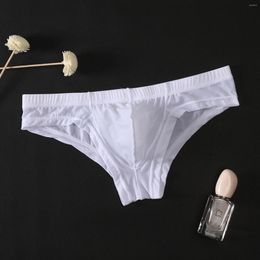 Underpants Men Briefs Ice Silk Transparent Underwear Bagless Triangle Thin Low Waist Breathable Solid Panties Shorts Mesh Boxers