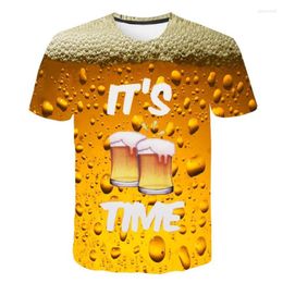 Men's T Shirts 2023 Summer Novelty Fruits Food 3D Shirt Men Cans Of Beer Printed Hip Hop Crewneck Short Sleeve Women And T-shirts