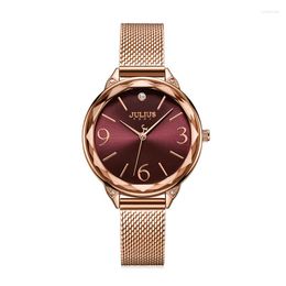 Wristwatches Simple Julius Women's Watch Japan Mov't Hours Elegant Fashion Clock Stainless Steel Bracelet Girl's Gift Box