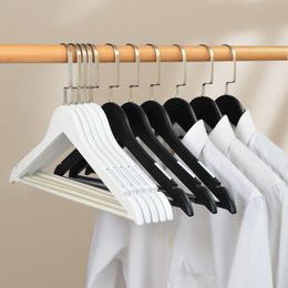 Hangers Racks White hangers Custom Solid Wood Hanger for Clothes Wooden Suit Coat Pants Clips rack Perchas Para La Ropa Closet Organizer 230518