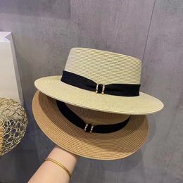 French Sun-Proof Japanese Style Flat Top Straw Hats Female Summer Seaside Straw Hat Female Sun-Proof Sun Hats