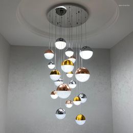 Pendant Lamps Modern Round Stair Chandelier Led Lights Nordic Family Villa Long Can Be Customized Lamp Fancy Bedroom