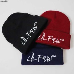 Beanie/Skull Caps Trendy European Style Unisex Knitted Cap Wool Fashion Headgear Keep Warm Lil Peep Beanie Embroidery Casual Knitting Hip Hop Hats J230518