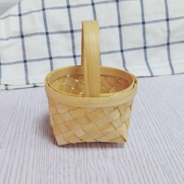 Decorative Flowers 4Pcs Backdrop Role Play Miniature Woven Basket Weave For Miniatire Pretend Paly