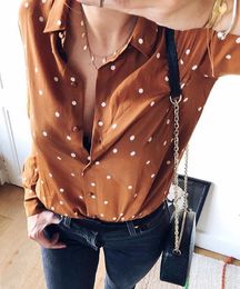 Women's Blouses Shirts Highend Silk 100 Dot Printed Blouse Spring Summer Printing Top 230517