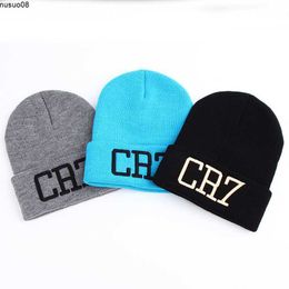 Beanie/Skull Caps VORON new Hat 1PC Sport Winter CR7 letter Cap Men Hat Beanie Knitted Hiphop Winter Hats For Women Fashion Warm Caps J230518