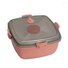 Dinnerware Sets Plastic Lunch Box Salad Bento Thickened Square Double Microwave Crisper Container