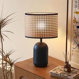 Table Lamps Vintage Rattan For Living Room Decoration Bamboo Woven Desk Lamp Bedroom Bedside Standing Night Lights Home Decor