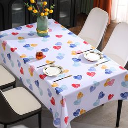 Table Cloth Colourful Love Simple Waterproof And Oil Resistant Ins Wind Tea Small Fresh Mesas De Jantar