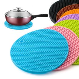 Table Mats & Pads Silicone Heat Insulating Mat Multifunction Round Non-slip Honeycomb Resistant Pad Pot Holder Placemat CoastersMats