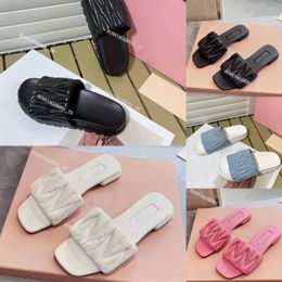 Designer Slippers Women Sandals Letters Fold Flower Slides Summer Beach Slipper Flat Sandal Thick Bottom Sandal