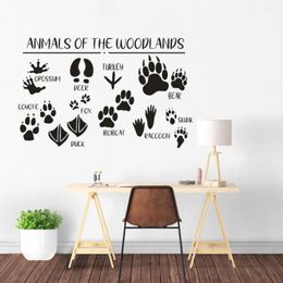 Wall Stickers Kids Room Forest Theme Decor Various Animal Paws Print Nature Art Animals Of The Woodlands Decal