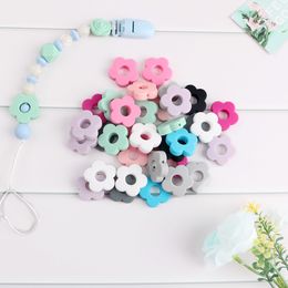 Baby Teethers Toys Kovict 20pcs Silicone Flower Beads Holes Teething Diy DIY Accessories 230518