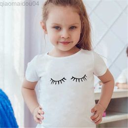 T-shirts New Arrival Eyelash Kids T Shirt for Boys Girls 1 To 12 Years Old Summer Short Sleeve Casual Soft T-shirt Top White AA230518