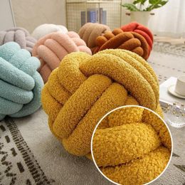 Pillow Knotted Ball Throw Ultra Soft Companionship Decorative Hand-woven Lamb Velvet Sofa For Bathroom