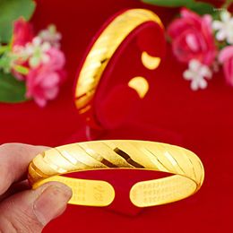 Bangle Classic Cuff Women Solid Jewellery Yellow Gold Filled Female Gift