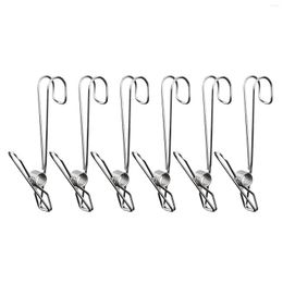 Hooks 6PC Long Tail Steel Wire Clip Multi-purpose Clothespin With Hook Stainless Clothes Drying Storage Sundries Big Sale