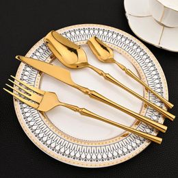 Flatware Sets Zoseil 1/4/6Set Tableware Set Vintage Stainless Steel Luxury Cutlery Knife Fork Spoon Kitchen Dinner Dinnerware