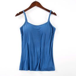 Camisoles Tanks Camisoles Tube Vest Sleeveless Women Top Sexy Women Tank Top Built-In Bra Padded Stretchable Adjustable Strap Modal Push-Up Tops 230518