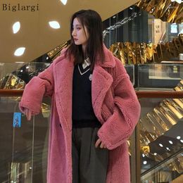 Women's Fur Winter Faux Coat Thick Teddy Bear Jacket Long Fluffy Collar Coats Furry Woman Cardigan Ladies Vintage 2023 Manteau Femme