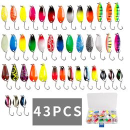 Fishing Hooks 1243Pcs spoon bait set fishing metal bait used for lakes ocean ships bass shakers small spinners trout clamps hard box accessories 230517