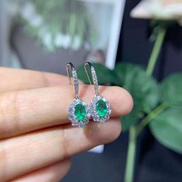 Dangle Earrings Fine Jewellery 925 Pure Silver Chinese Style Natural Emerald Girl Luxury Classic Butterfly Gem Ear Stud Support Detection