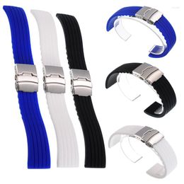 Watch Bands 20mm 22mm Reloj Hombre Silicone Rubber Strap Deployment Buckle Waterproof Band Sport Wrist Sweatband Straps