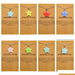 Pendant Necklaces Rising Star Luminous Stone Blue Green Glow Light In The Dark Necklace For Jewelry Making With Card Drop Del Dhgarden Dhbbr