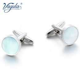 VAGULA Excellent Quality Cufflinks Luxury Suit Shirt Gemelos Button Blue Sea Shell Mother Pearl Cuff links 257