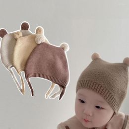 Hats Warm Knitted Bonnet Hat Winter Soft Baby Knit Crochet Cute Bear Ear Beanie Kids Girl Boy Infant Toddler Caps