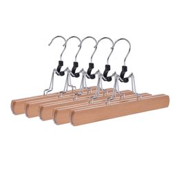 Hangers Racks Multifunction Wooden Pants Hanger Rack Organiser Non-Slip Trouser Hangers for Skirt Wardrobes Perchas Para Pantalones Hair Clamp 230518