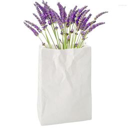 Gift Wrap Crinkle Paper Bag Portable Book Flower Vase White Ceramic Christmas Party Vases For Home Decor
