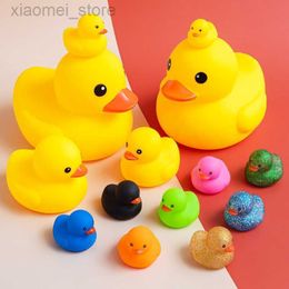 3PSCBath Toys Baby rattles bath toys cute little yellow duck with squeeze sound float rubber soft ducks water toy gift for kids