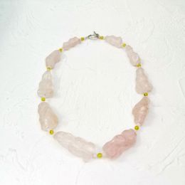 Choker Lii Ji Pink Necklace 56cm Rose Quartzs Lemon Jades Stock Sale Women Jewelry